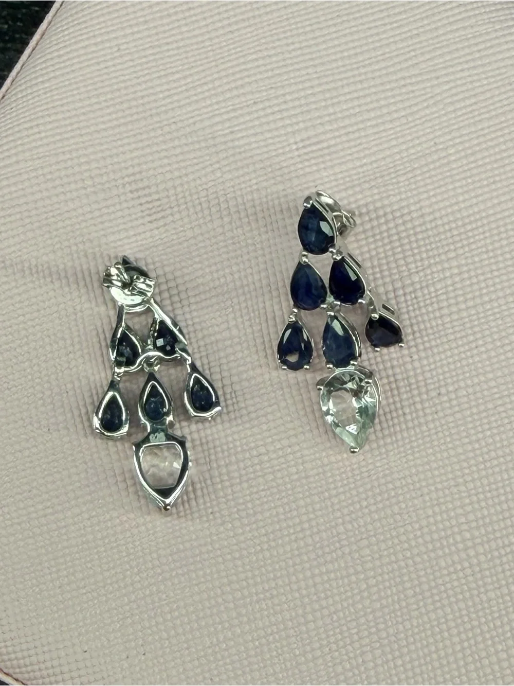 Stunning Natural 3CT Blue Sapphire & Topaz Dangle earrings 925 Sterling Silver